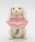 Springtime Bunnies: Easter Bunny Rabbit Holding Pink Flower Candy Dish, Spring Decor